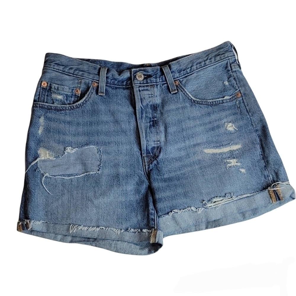 Levi's 501 distressed denim shorts size 29